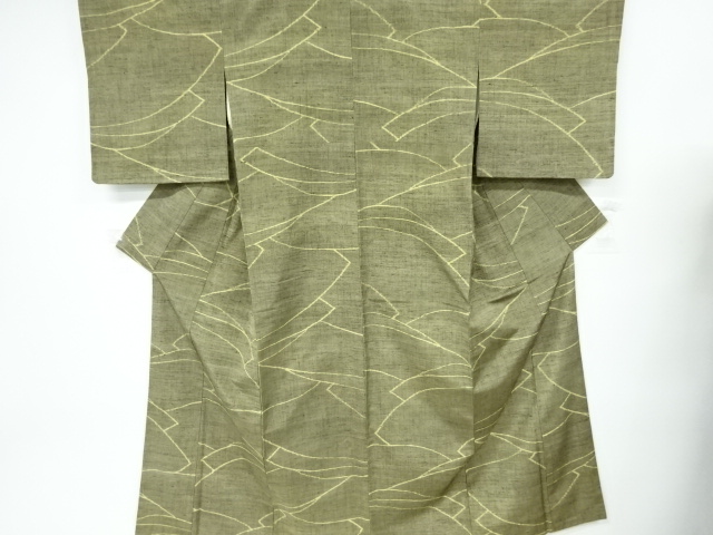 リサイクル　抽象模様織出し手織り真綿紬着物